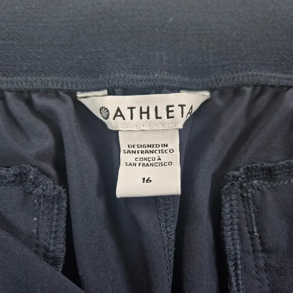 Athleta Mid Rise Brooklyn Ankle Pants in Navy Blue Women's Size 16 - Picture 2 of 6